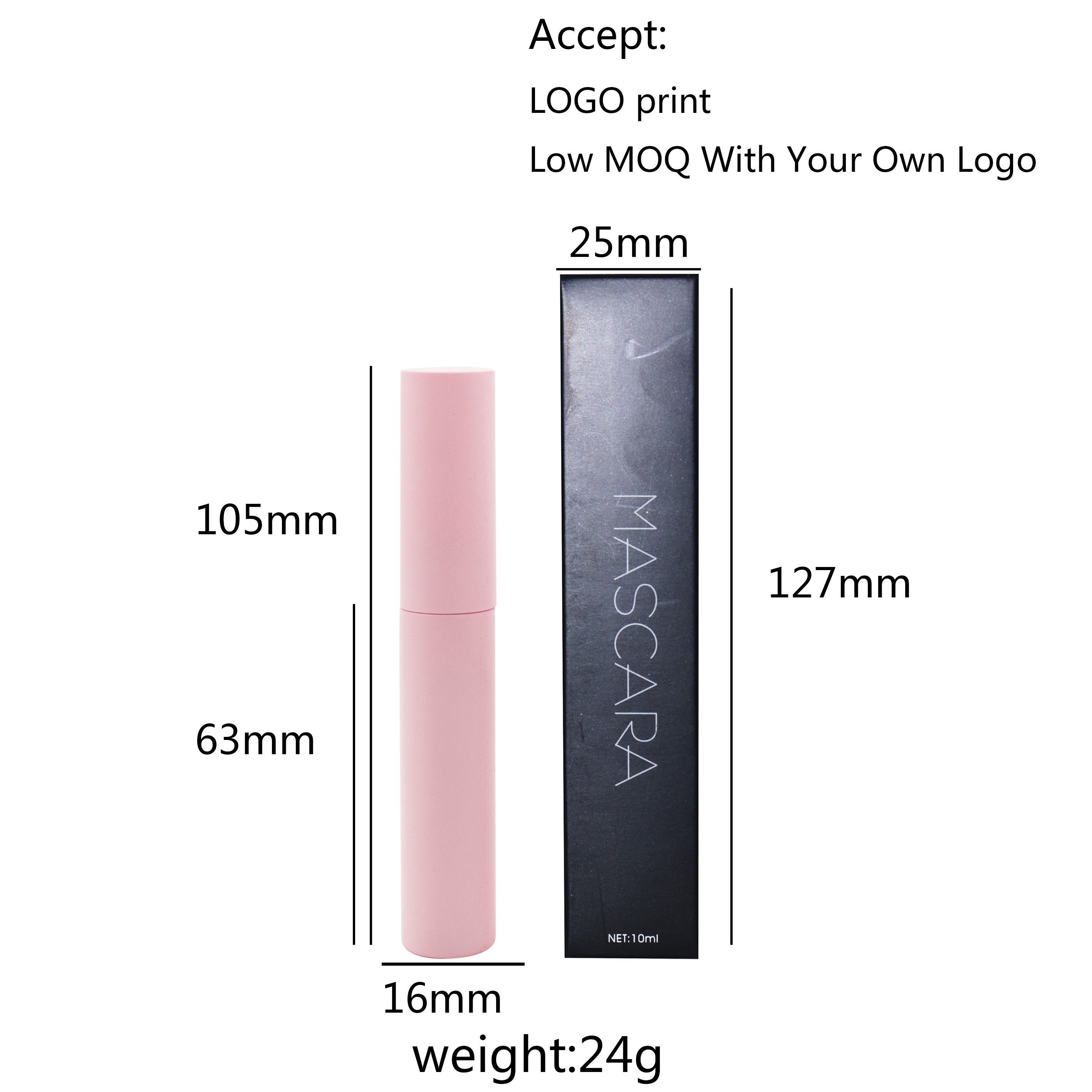 4D 3D Fiber Eyelashes Mascara Pink Tube Makeup Organic Vegan Cosmetics Manufacturer