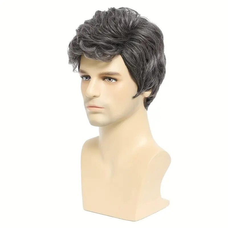 Wholesale Multiple Colors Men Hair Fleeciness Realistic Natural Toupee Wigs Short Male Straight Chemical Fiber Synthesis Wigs