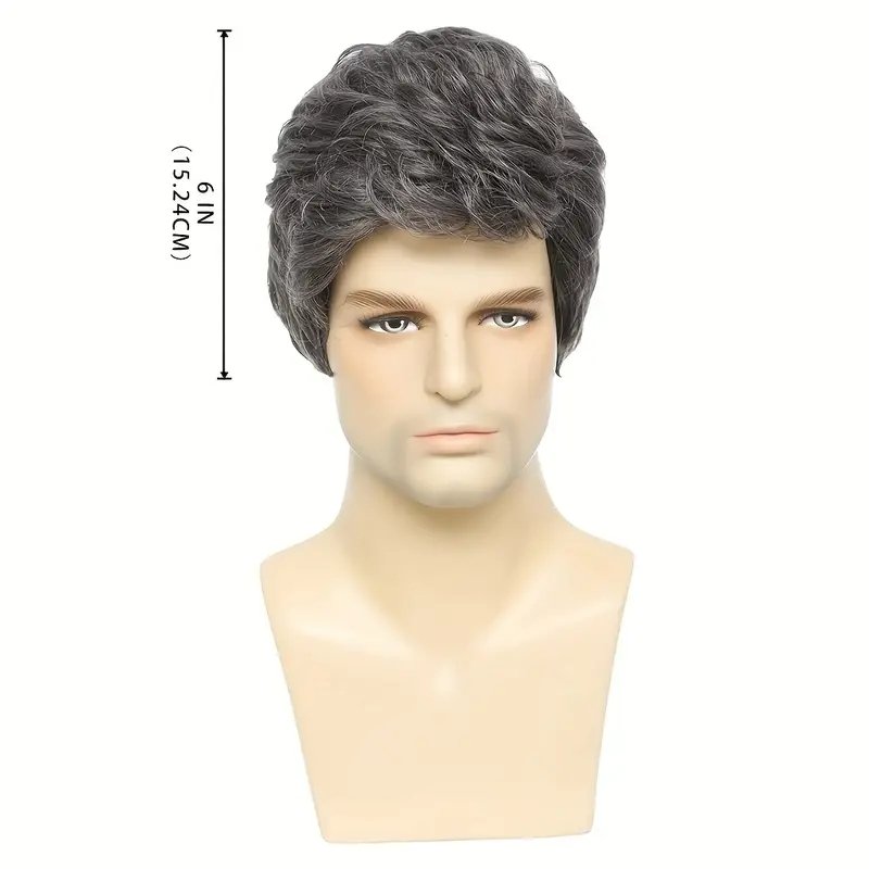 Wholesale Multiple Colors Men Hair Fleeciness Realistic Natural Toupee Wigs Short Male Straight Chemical Fiber Synthesis Wigs
