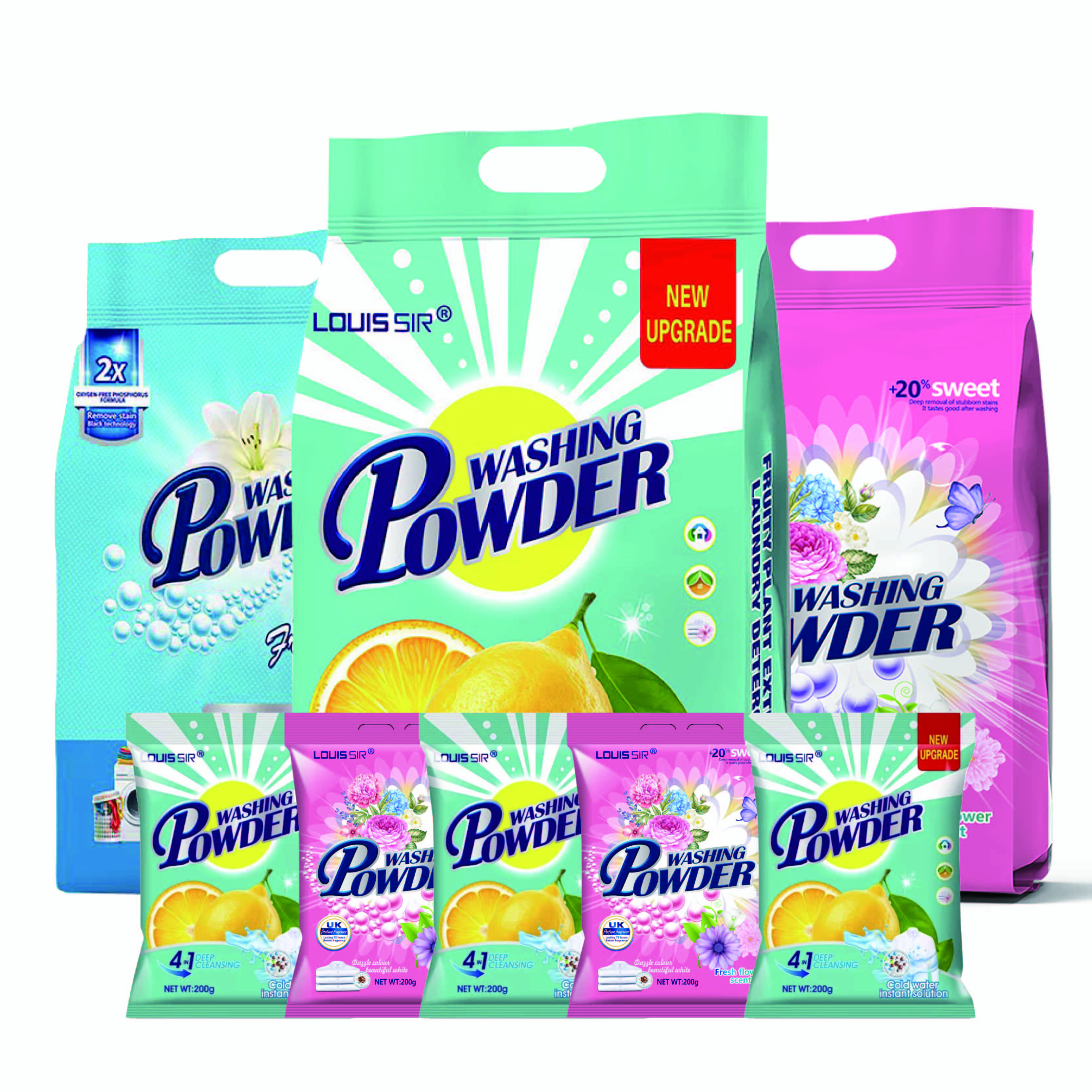 High Effective Eco-Friendly Detergent Washing Powder 200g/1kg/2kg OEM Private Quality In Sachet Laundry Powder Detergent