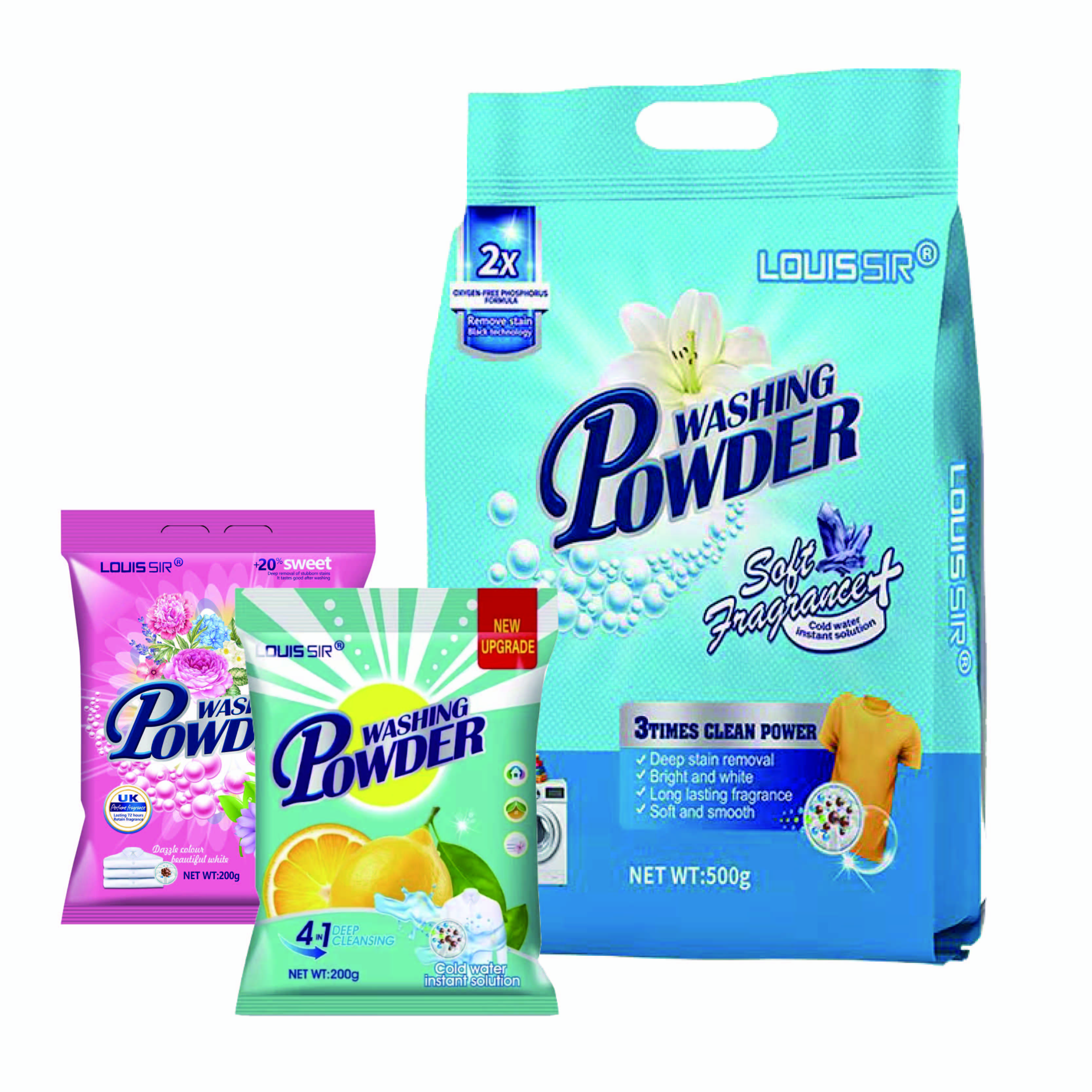 High Effective Eco-Friendly Detergent Washing Powder 200g/1kg/2kg OEM Private Quality In Sachet Laundry Powder Detergent