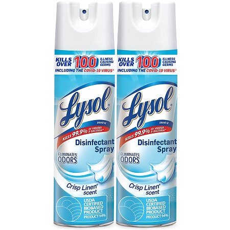 Lysol Spray, Sanitizing Disinfecting and Deodorizing, Crisp Linen, 19 Fl. Oz (Pack of