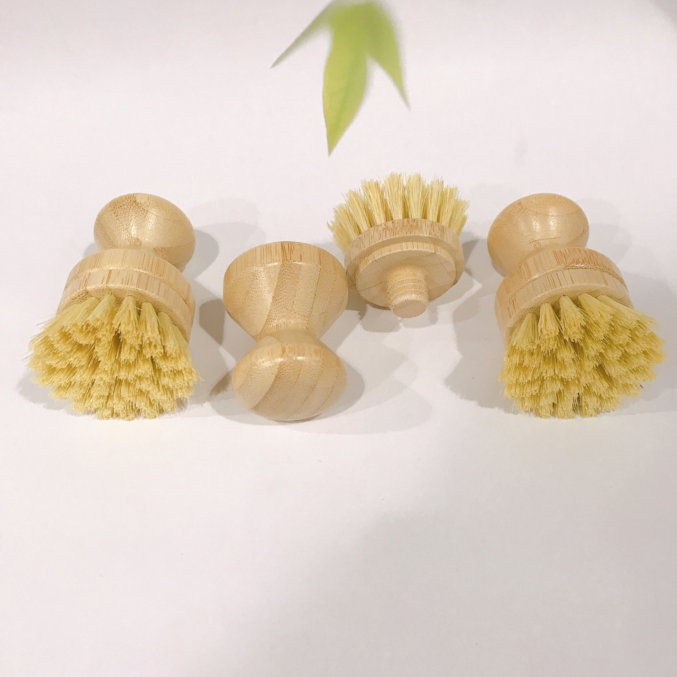 Bamboo Round Sisal Bristle Pot Brush Dish cleaning Brush with replaceable bamboo head
