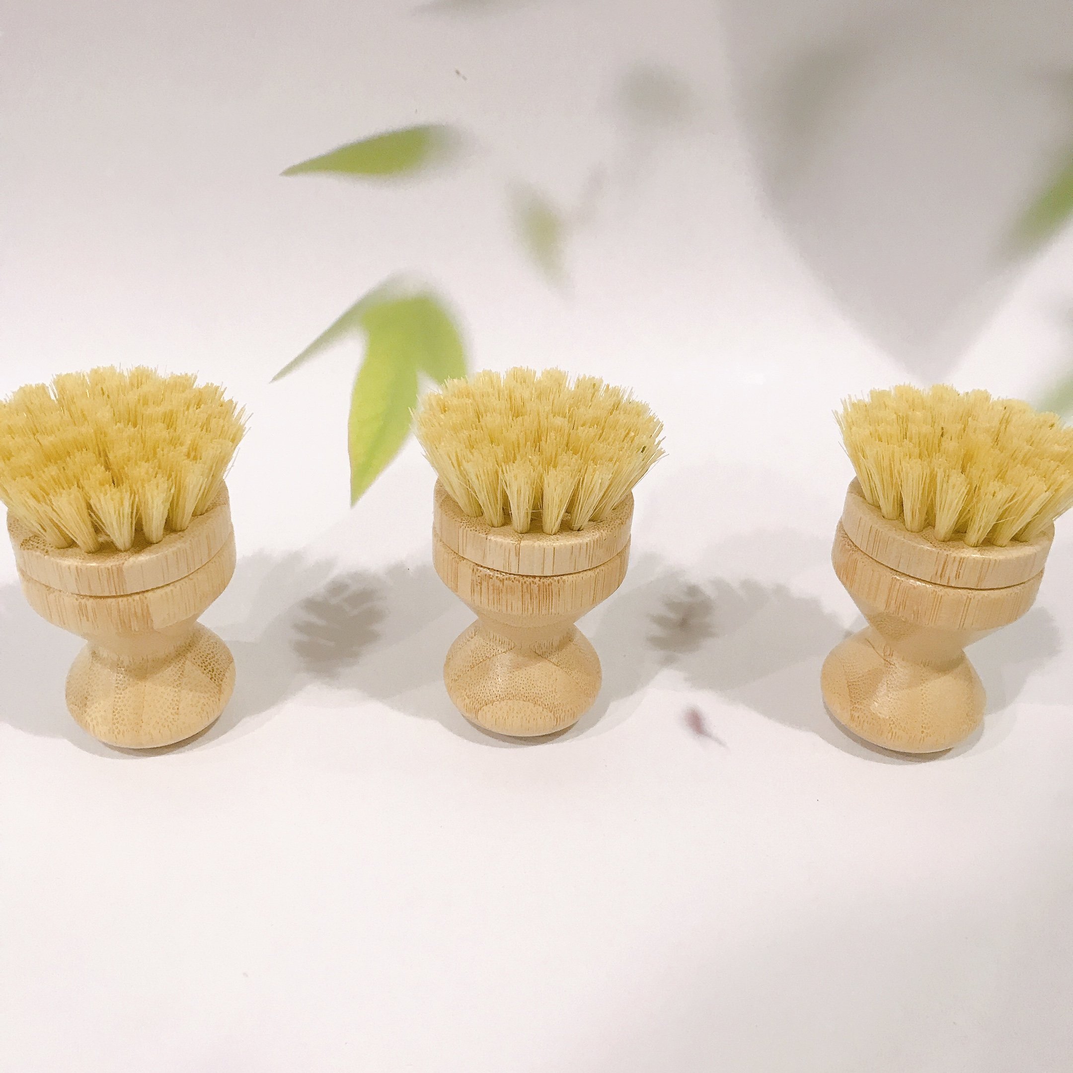Bamboo Round Sisal Bristle Pot Brush Dish cleaning Brush with replaceable bamboo head