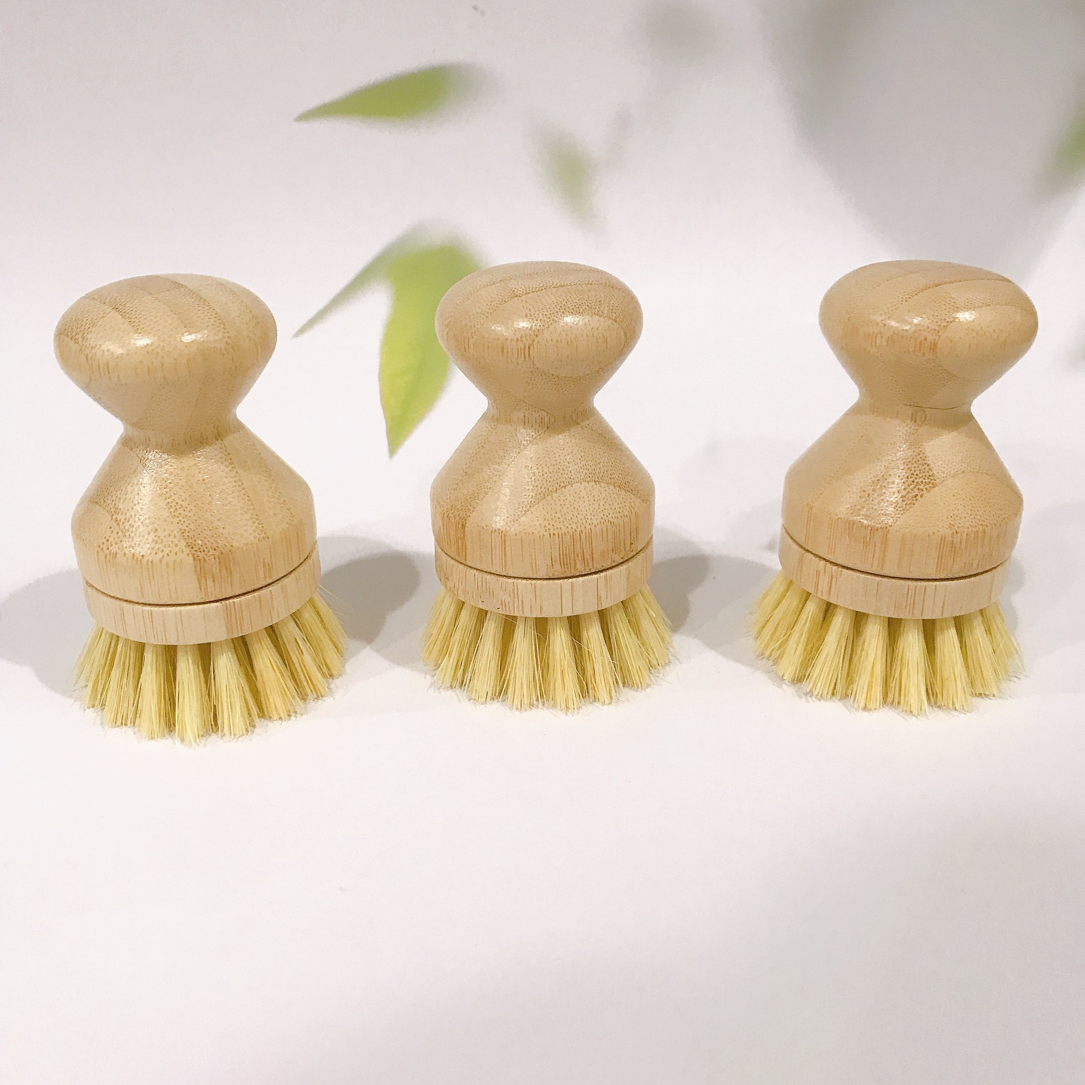 Bamboo Round Sisal Bristle Pot Brush Dish cleaning Brush with replaceable bamboo head