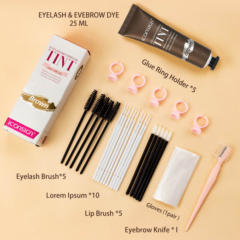 OEM Semi Permanent Eyebrow Dye Tinting Professional Brow Henna Private Label Hybrid Brow Dye Mixed Eyelash Eyebrow Tint Kit