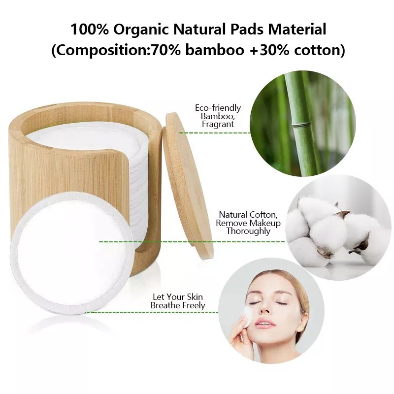 Washable Cotton Pad Round Makeup Remover Cotton Cleansing Pads with Mesh Bag