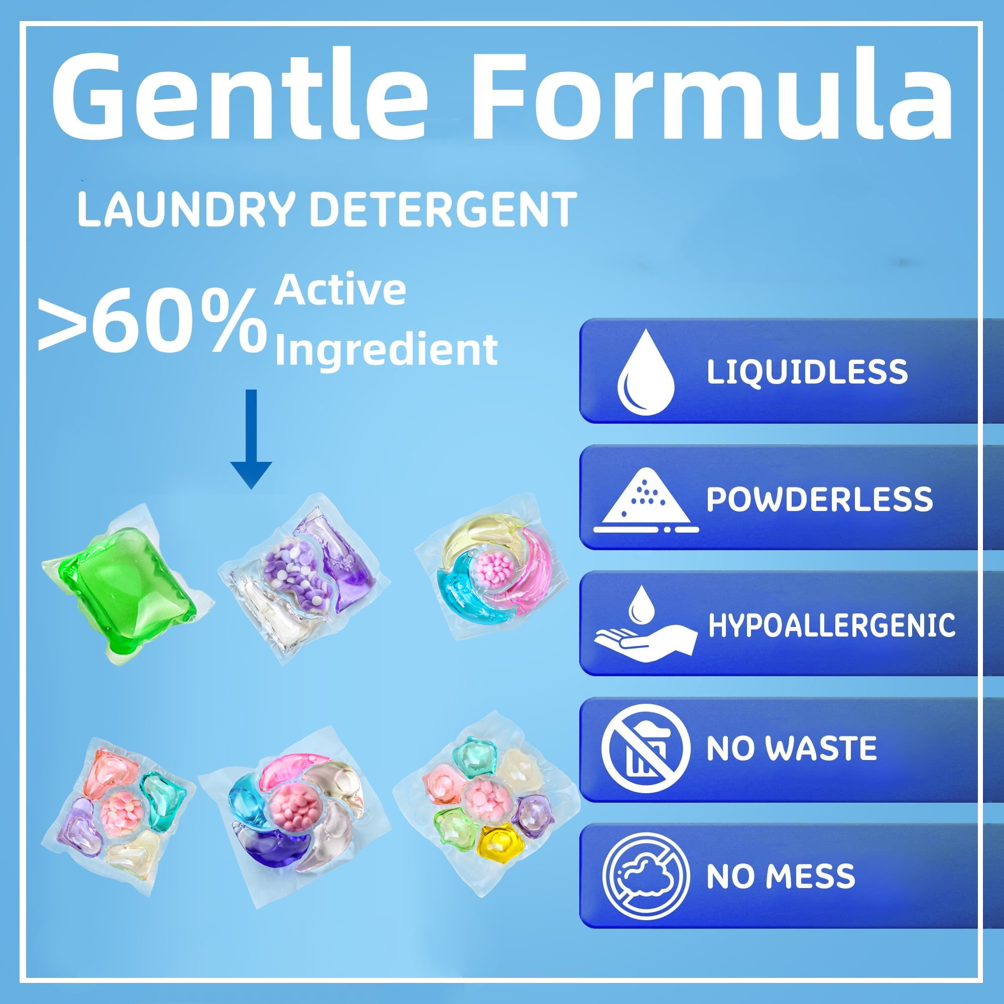 15g OEM ODM custom apparel English label laundry detergent pod capsule stain removal laundry HE 3 in 1 fragrance gel scent pods