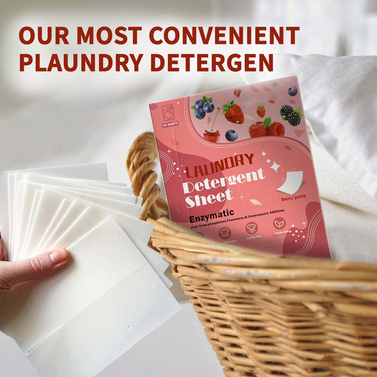 Eco-friendly Biodegradable Pure Natural Plant Laundry Detergent Sheet/Strips Portable Travel Laundry Sheets