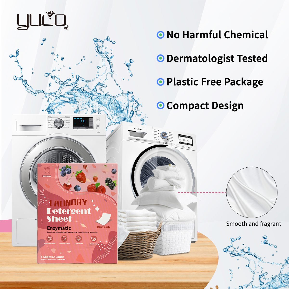 Eco-friendly Biodegradable Pure Natural Plant Laundry Detergent Sheet/Strips Portable Travel Laundry Sheets
