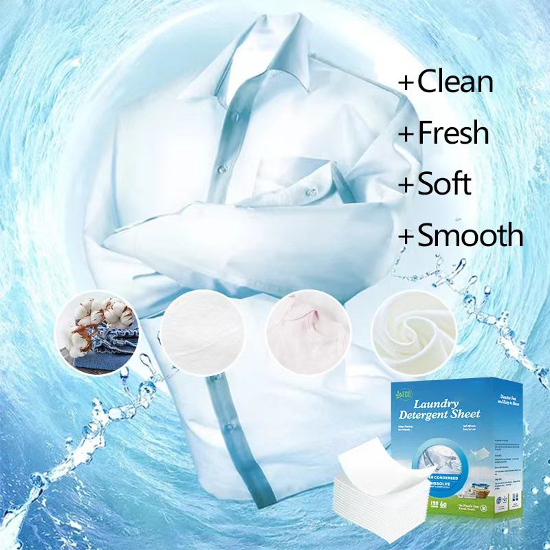 Eco Friendly Fresh Scent Washing Detergent Strips Travel Laundry Detergent Sheets Compact Light Liquidless Laundry Soap Sheets