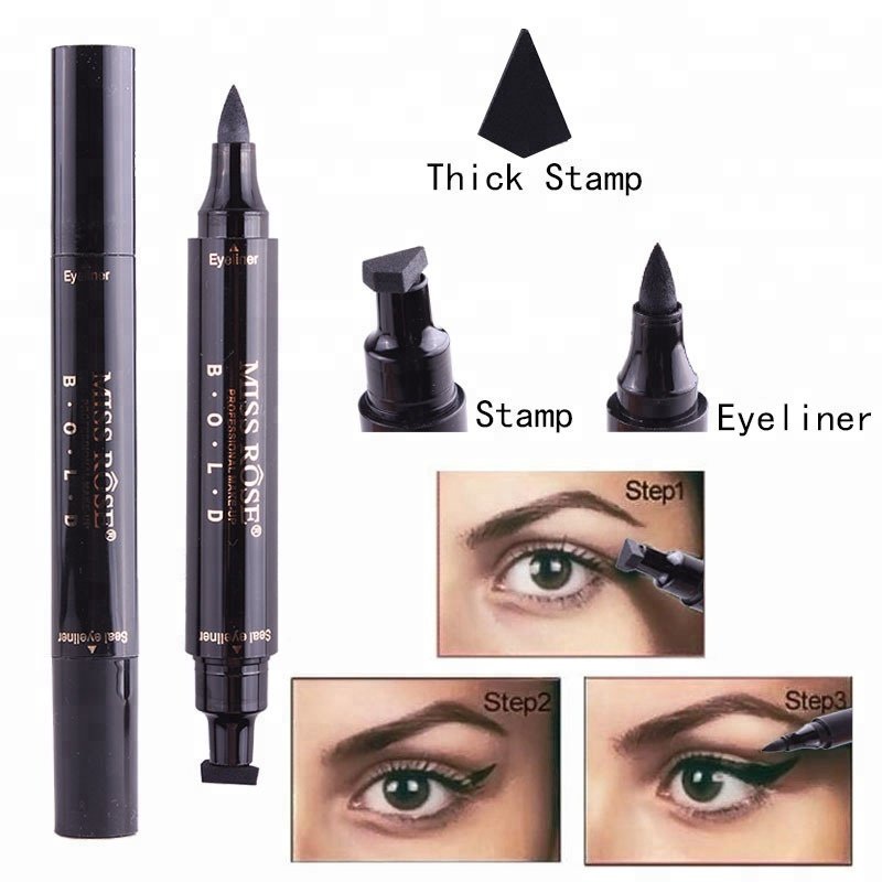 Miss Rose Makeup Liquid Eyeliner Pencil Quick Dry Waterproof Eye Liner Black Color with Stamp Beauty Eye Pencil