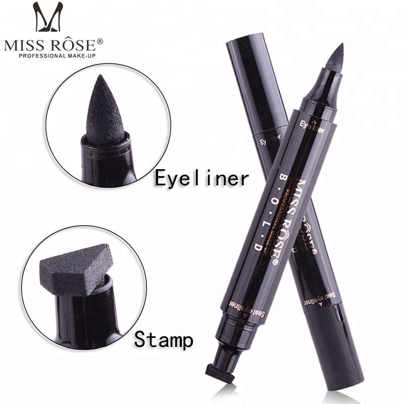 Miss Rose Makeup Liquid Eyeliner Pencil Quick Dry Waterproof Eye Liner Black Color with Stamp Beauty Eye Pencil