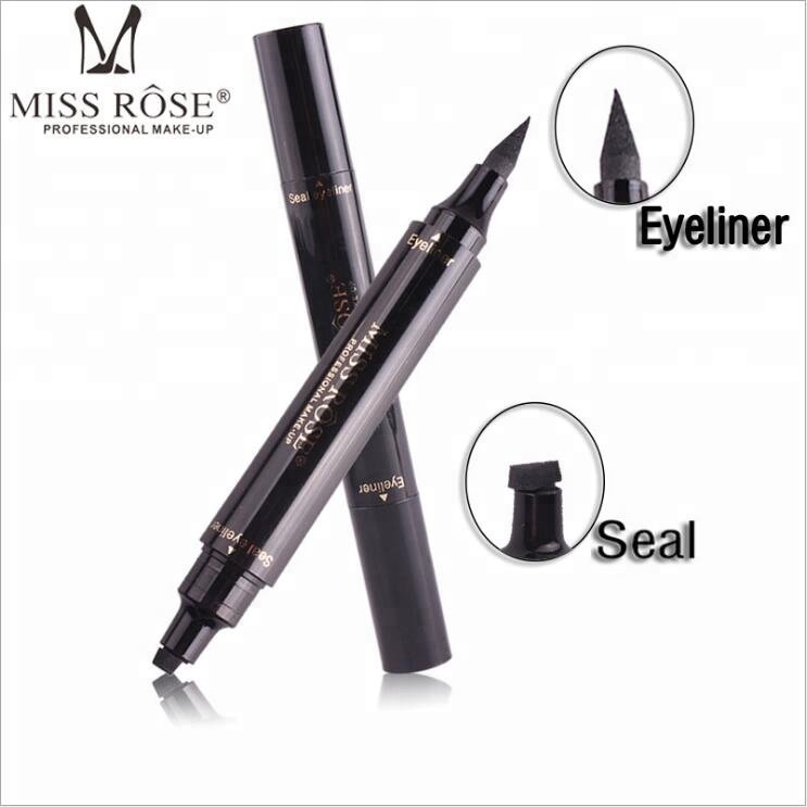 Miss Rose Makeup Liquid Eyeliner Pencil Quick Dry Waterproof Eye Liner Black Color with Stamp Beauty Eye Pencil