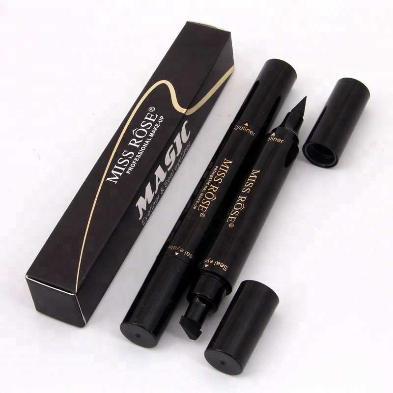 Miss Rose Makeup Liquid Eyeliner Pencil Quick Dry Waterproof Eye Liner Black Color with Stamp Beauty Eye Pencil