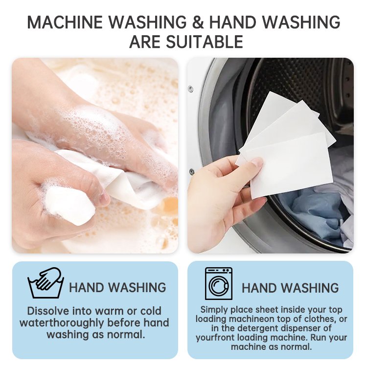 Factory OEM ECO-friendly Fresh Linen Scent APPAREL Laundry Detergent Sheets for clothes washing