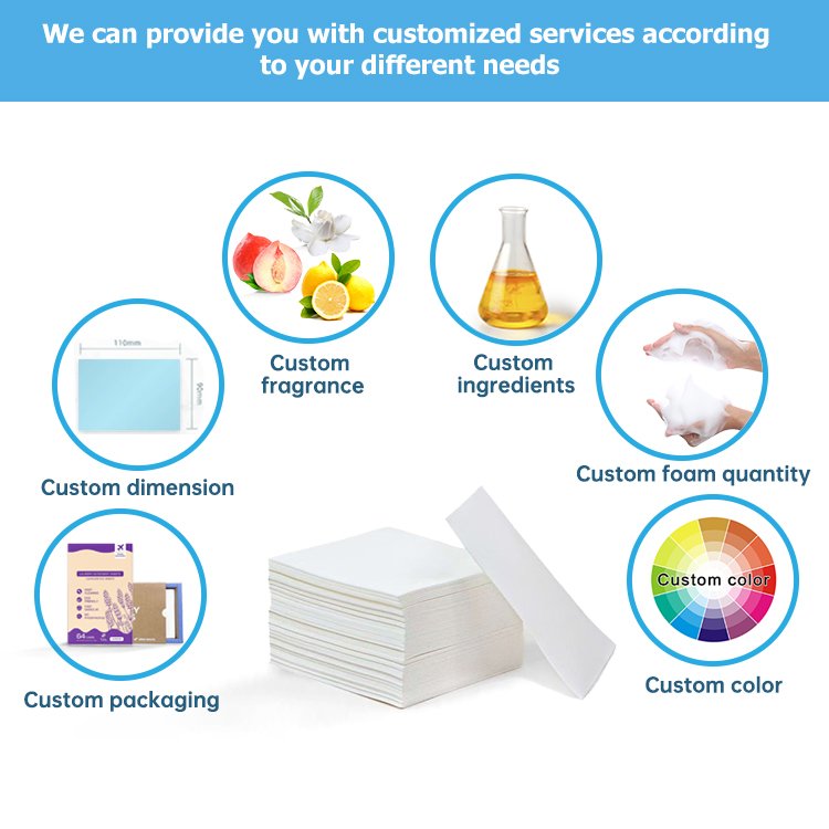 Factory OEM ECO-friendly Fresh Linen Scent APPAREL Laundry Detergent Sheets for clothes washing