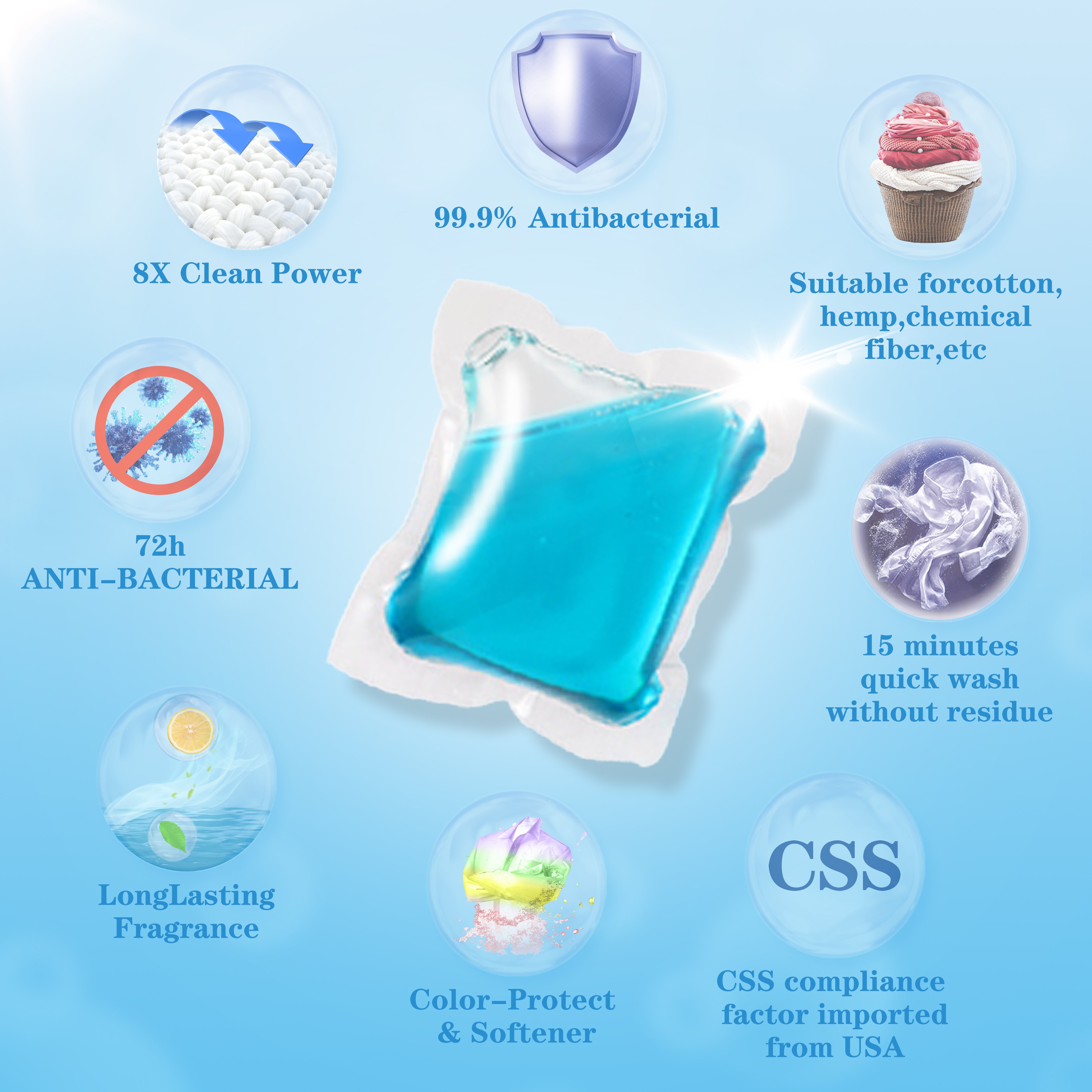 OEM concentrated washing beans gel soap liquid laundry pods detergent capsule