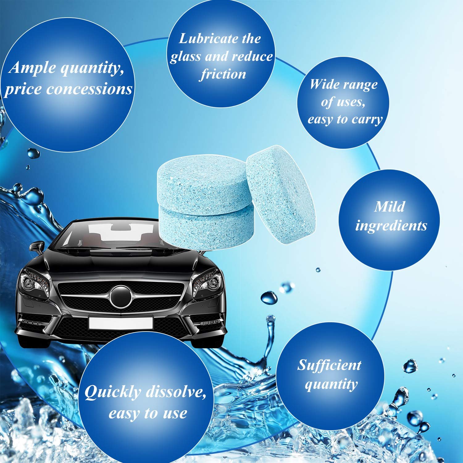 Manufacturer Car Glass Water Car Concentrated Wiper Essence Cleaning Agent Tablet Cleaning Effervescent Tablets
