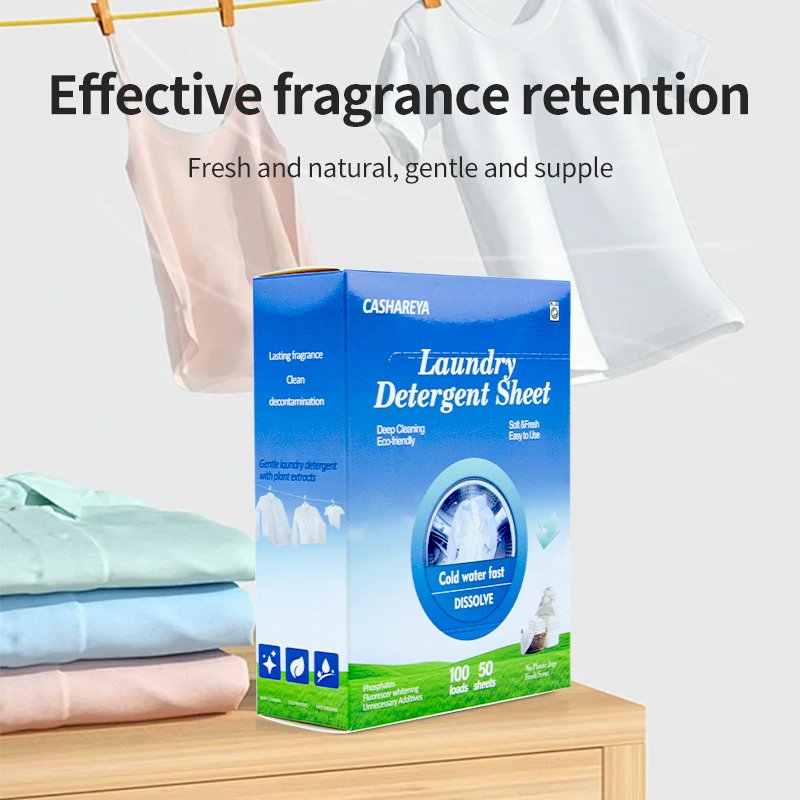 50 Sheets Eco-Friendly Travel Disposable Biodegradable Laundry Detergent Sheets Deep Cleaning For Washer Machine