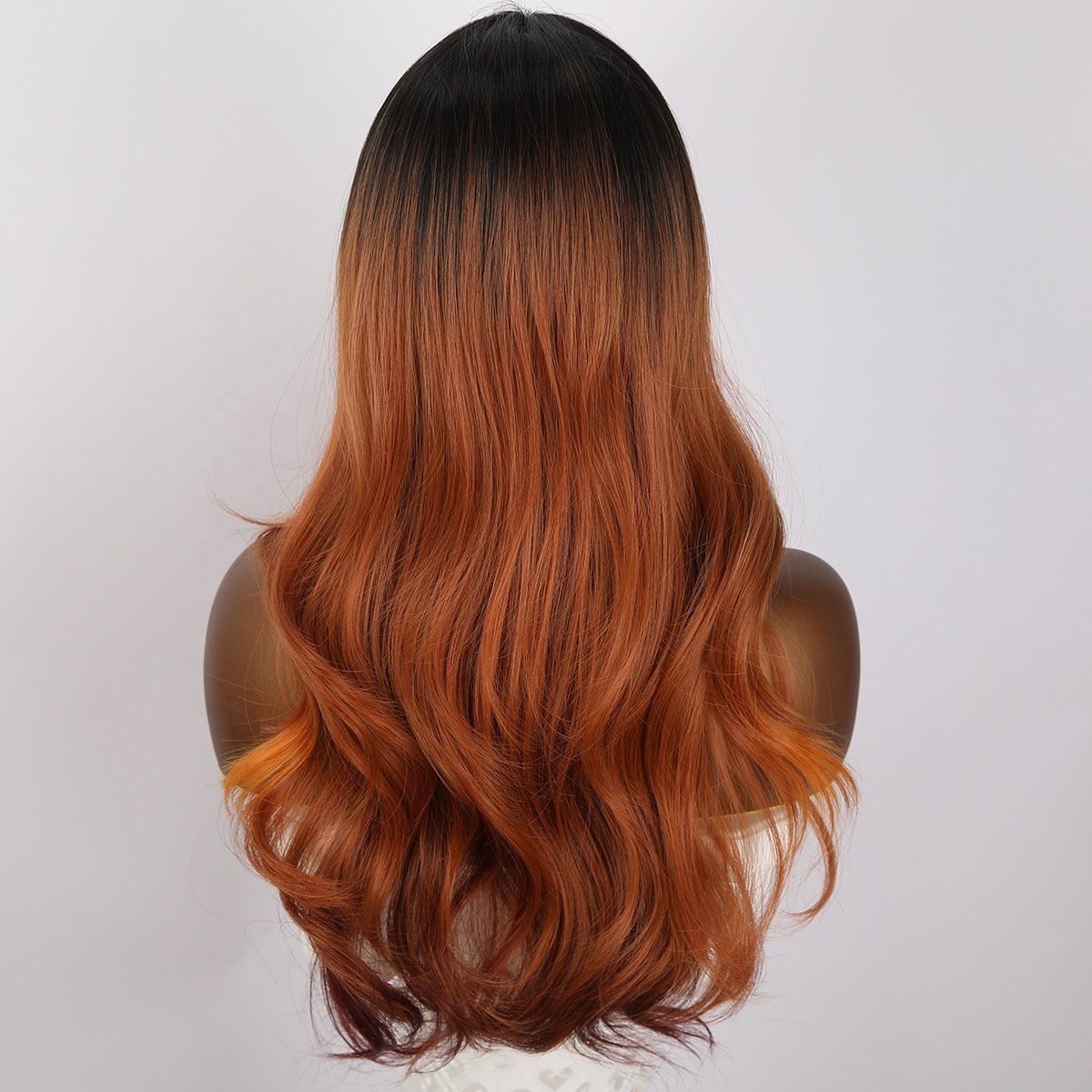 New European and American ladies fashion dark brown gradient long curly hair high temperature silk chemical fiber wig