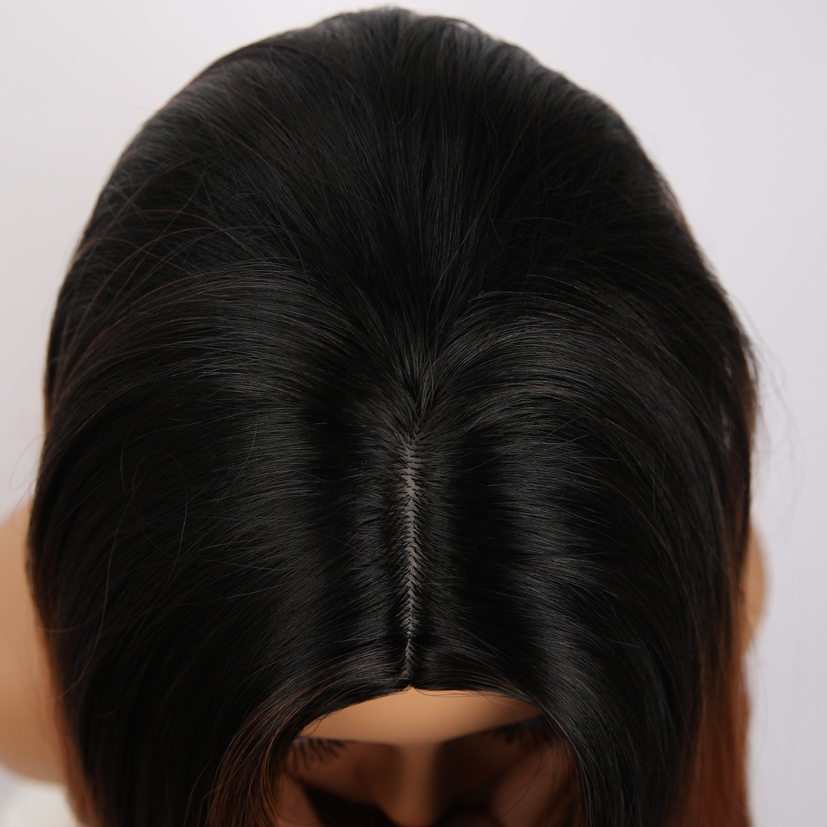 New European and American ladies fashion dark brown gradient long curly hair high temperature silk chemical fiber wig