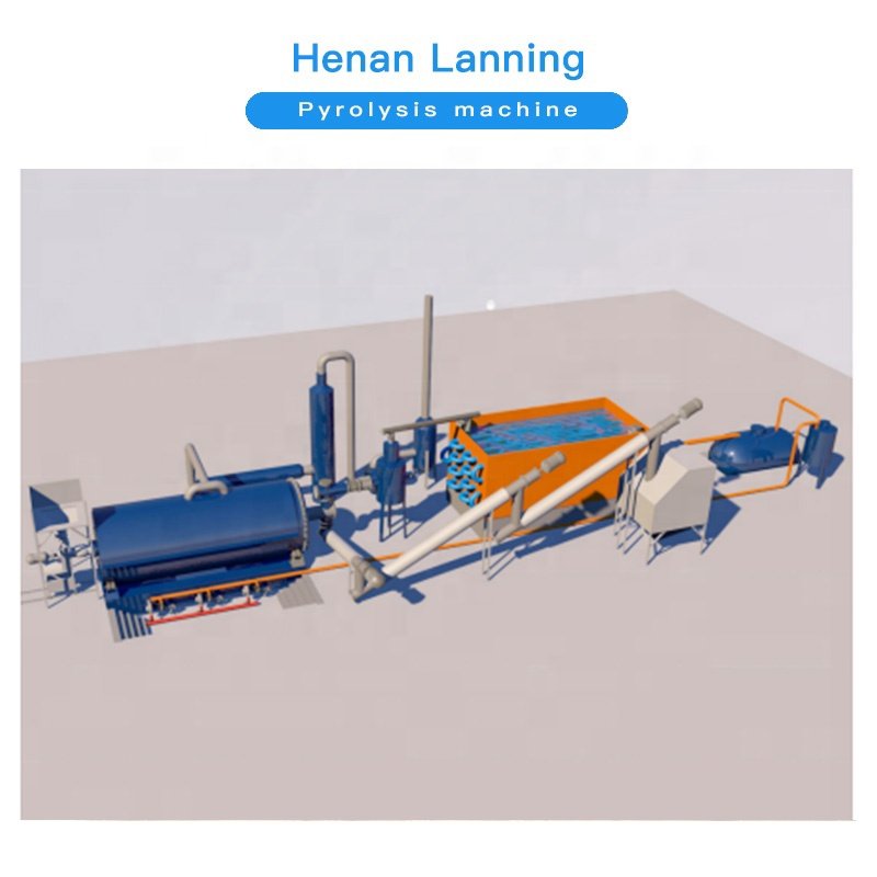 Henan Lanning waste oil process machinery LN2600-6600 9 tons pyrolysis plant