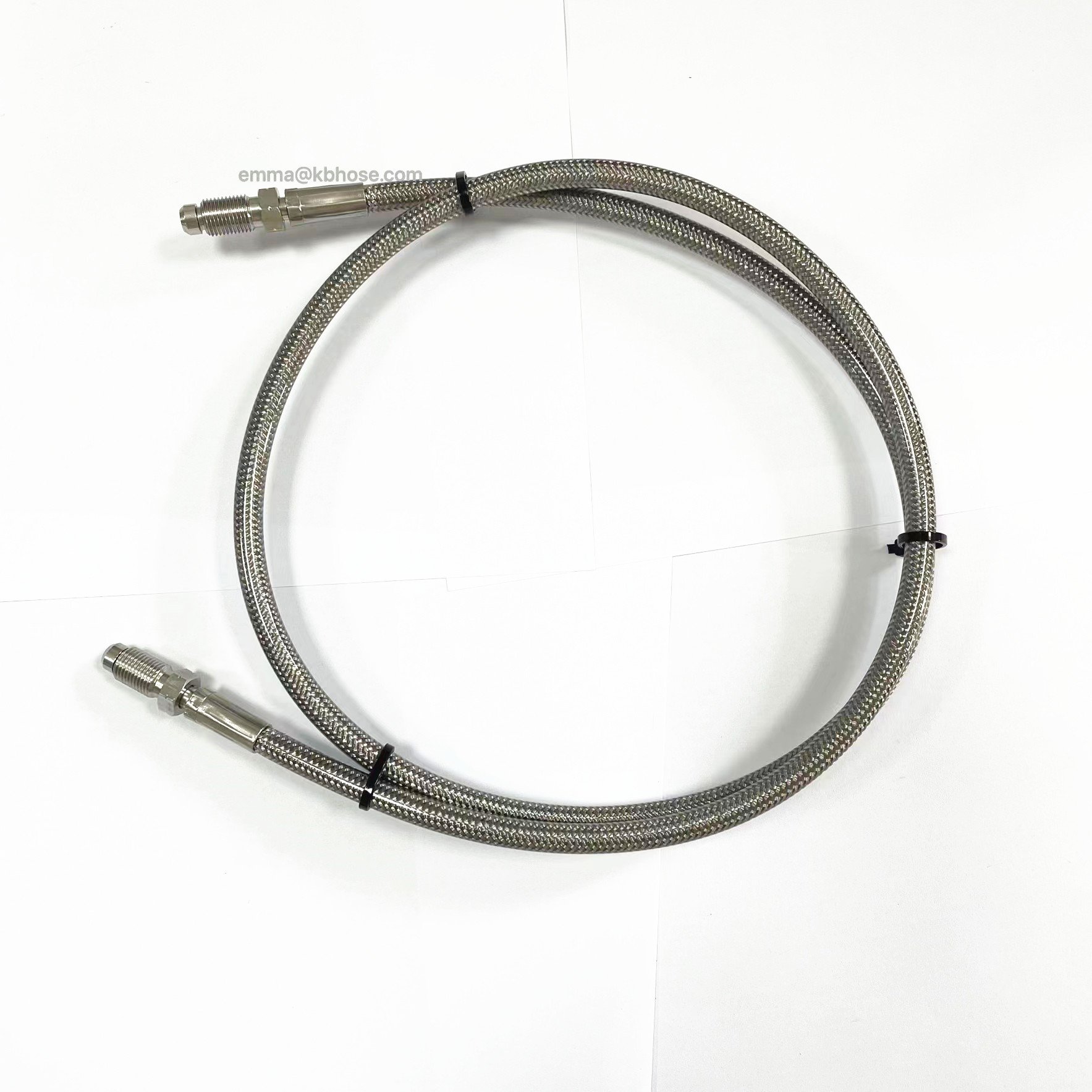 SAEJ1401 1/8" Stainless Steel Braided PTFE PVC Coated Motorcycle Brake Oil Hose Assembly With Male Brake Ends