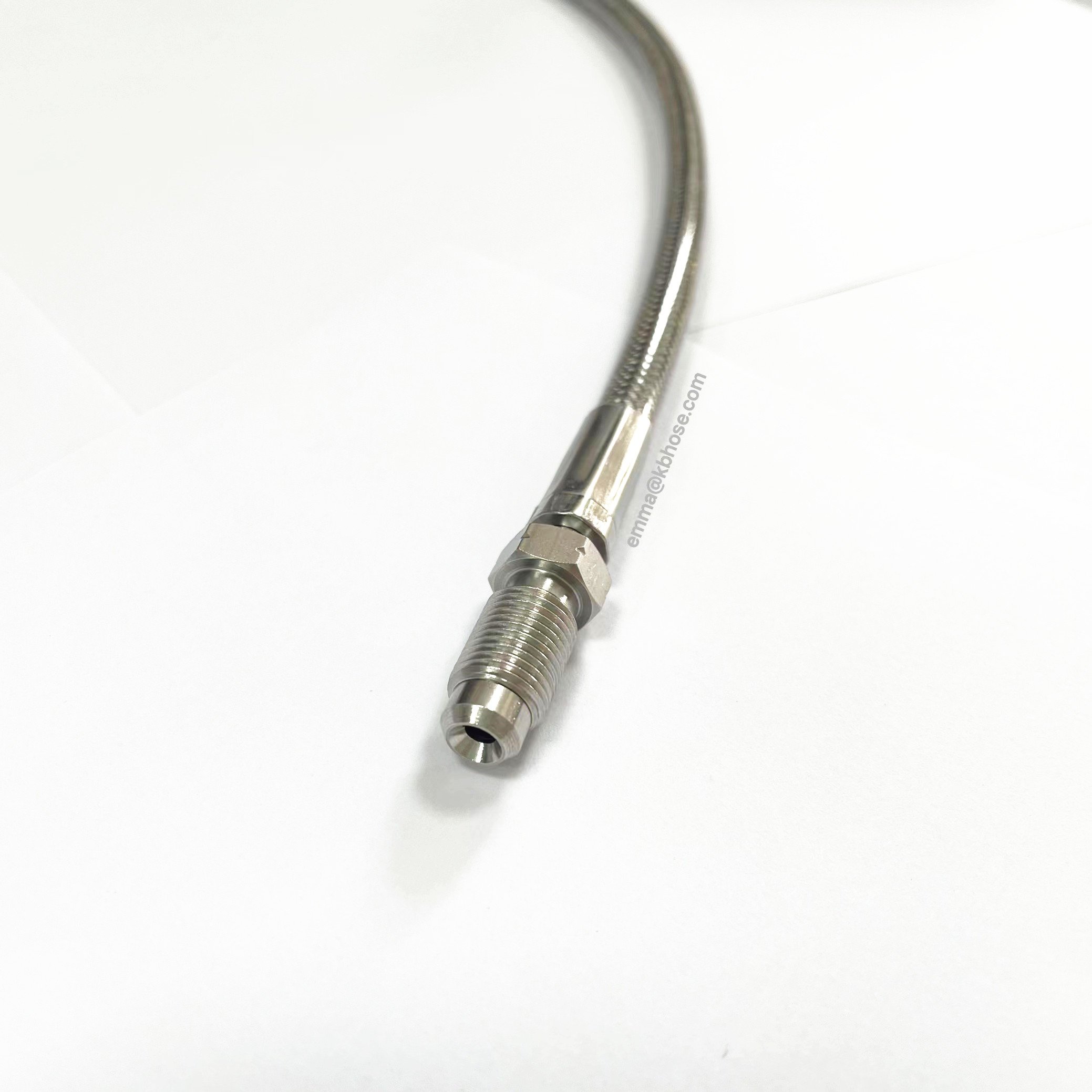 SAEJ1401 1/8" Stainless Steel Braided PTFE PVC Coated Motorcycle Brake Oil Hose Assembly With Male Brake Ends