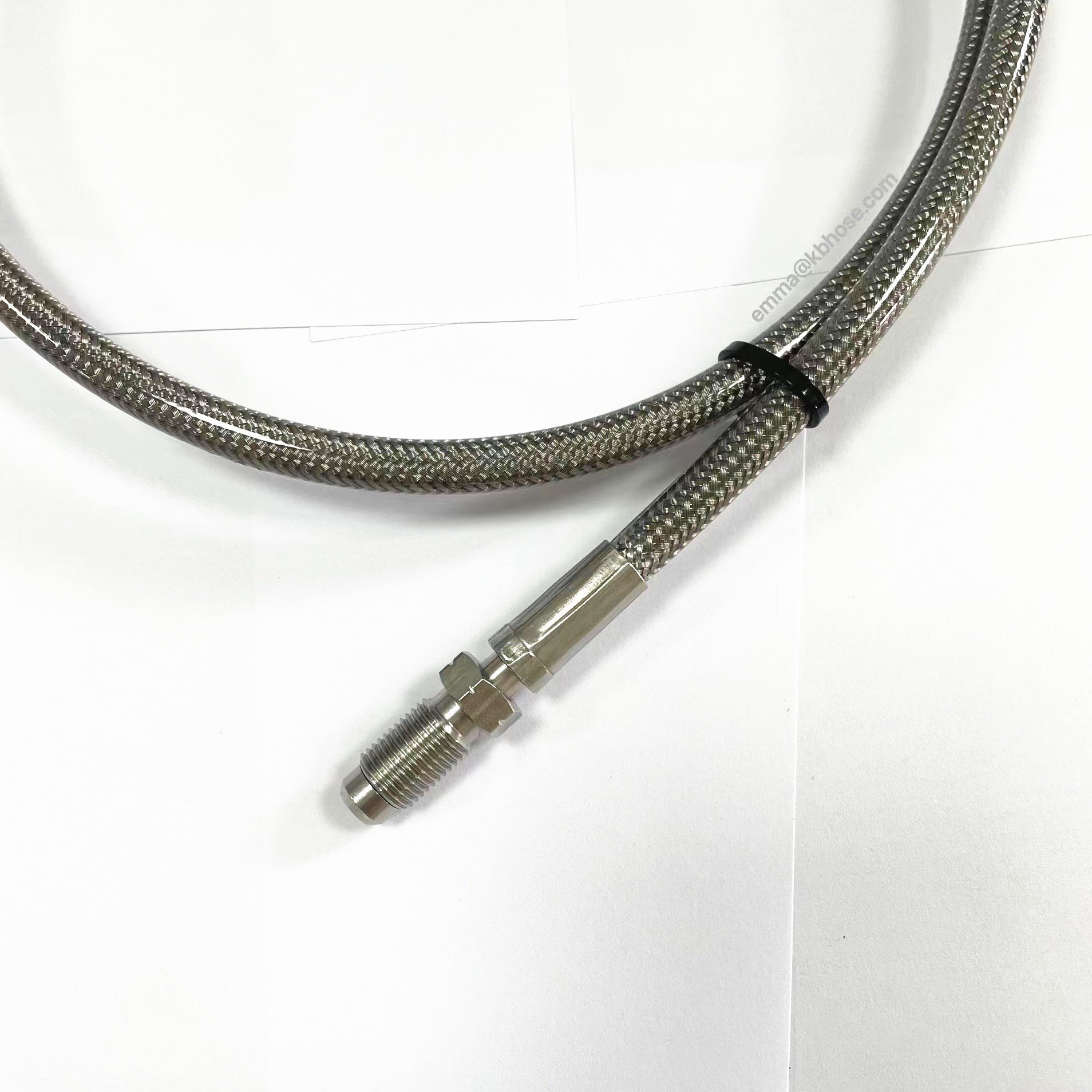 SAEJ1401 1/8" Stainless Steel Braided PTFE PVC Coated Motorcycle Brake Oil Hose Assembly With Male Brake Ends