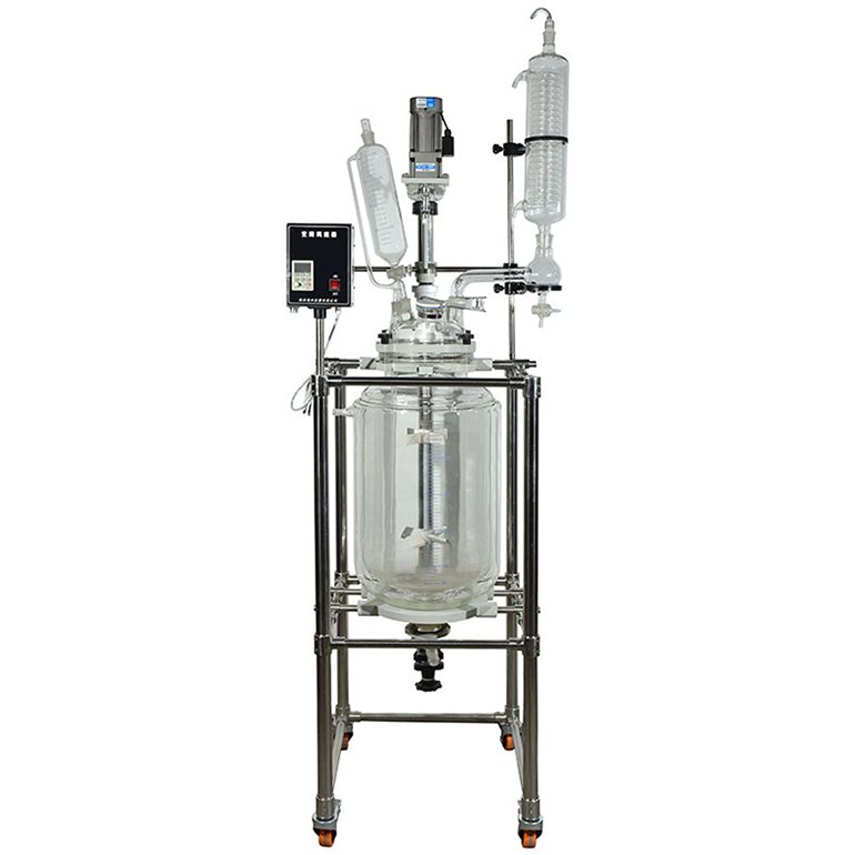 Lab vacuum distillation distilling mixing stirring agitated circulation heating Jacketed double layer glass reactor