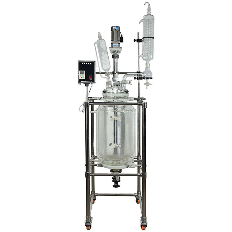 Lab vacuum distillation distilling mixing stirring agitated circulation heating Jacketed double layer glass reactor