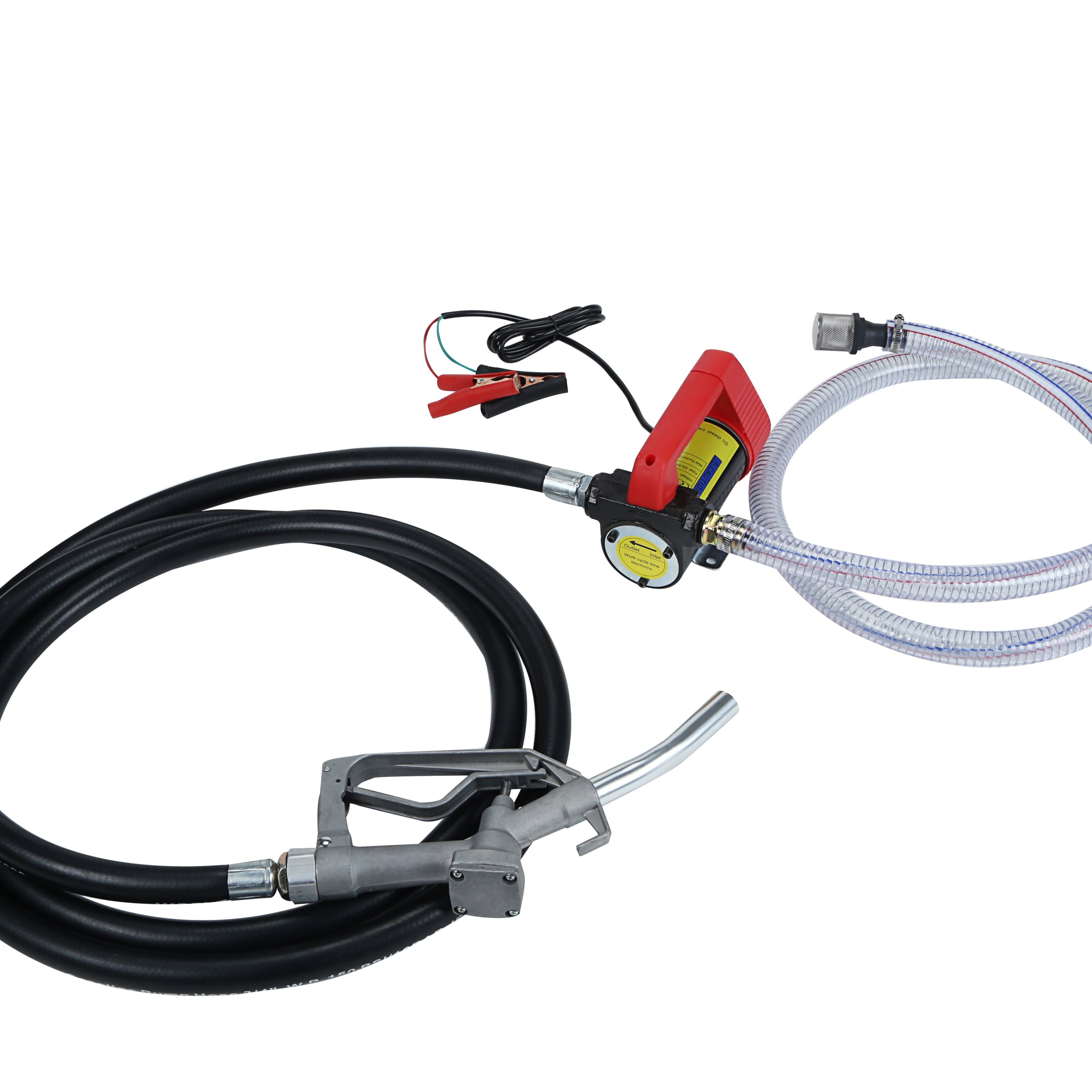 12v Fuel Transfer Pump 10 GMP w/Suction Hose and Fuel Pump Nozzle