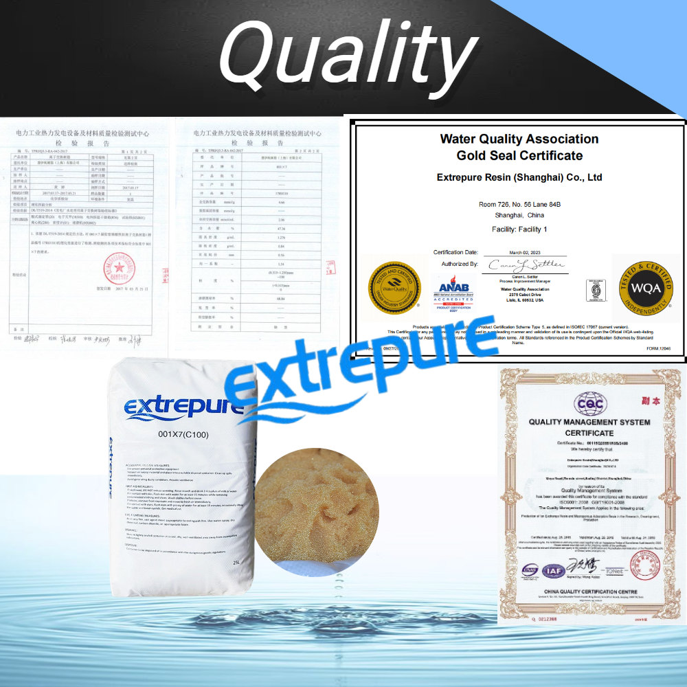 Food Grade Ion Exchange Resin C100e 001x7 Strong Acid Exchange Resin Chemistry Ion Exchange Resin