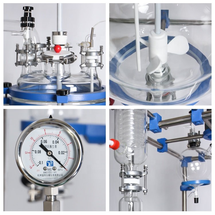 TOPTION continuous stirred tank jacketed fermentor bioreactor 1L- 200L glass reactor