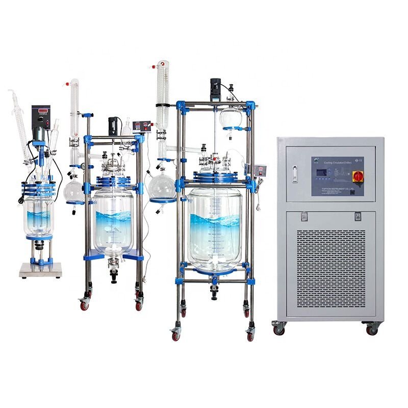 TOPTION continuous stirred tank jacketed fermentor bioreactor 1L- 200L glass reactor