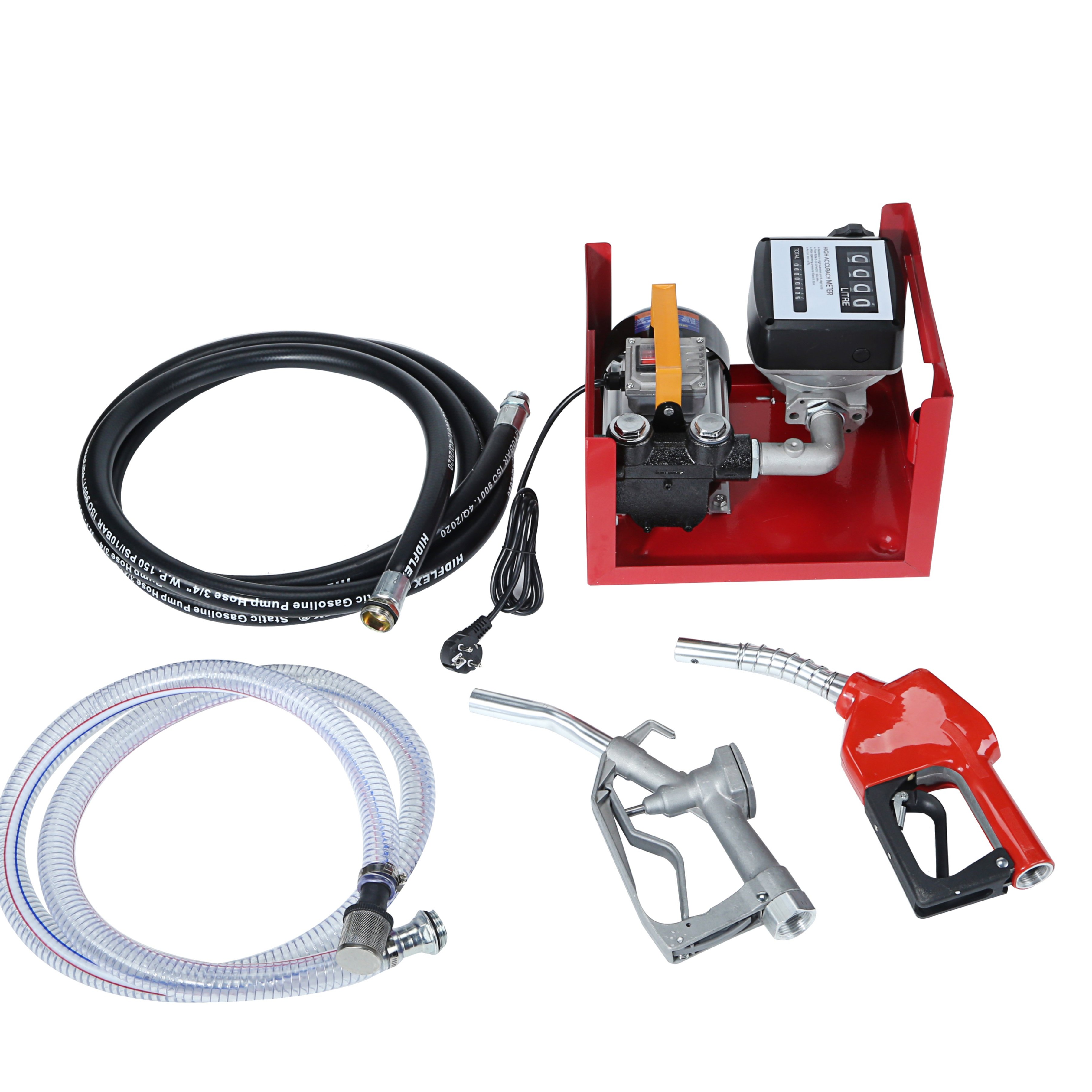 220v AC Electric Self Priming Diesel Oil kerosene Fuel Transfer Pump Kit with Meter Nozzle and Hose Oil Transfer Pump