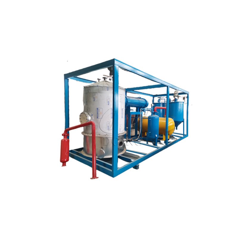 A 600 liters per day used engine oil to diesel skid mounted distillation plant