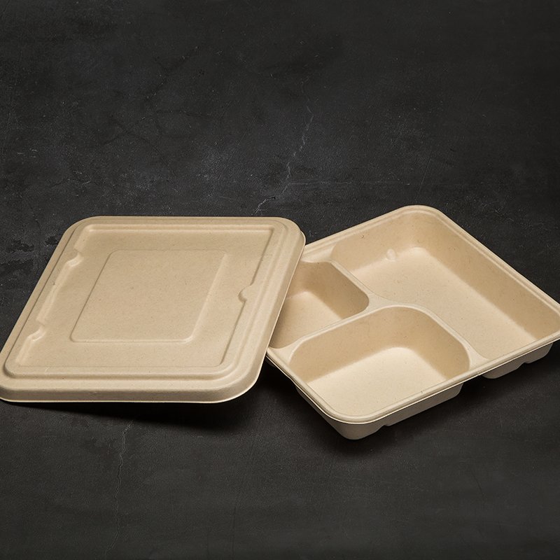 Disposable lunch box, pulp lunch box, environmentally friendly and biodegradable takeaway multi grid packaging box