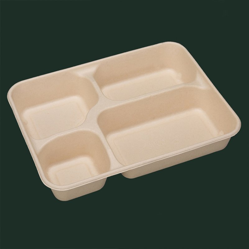 Disposable lunch box, pulp lunch box, environmentally friendly and biodegradable takeaway multi grid packaging box