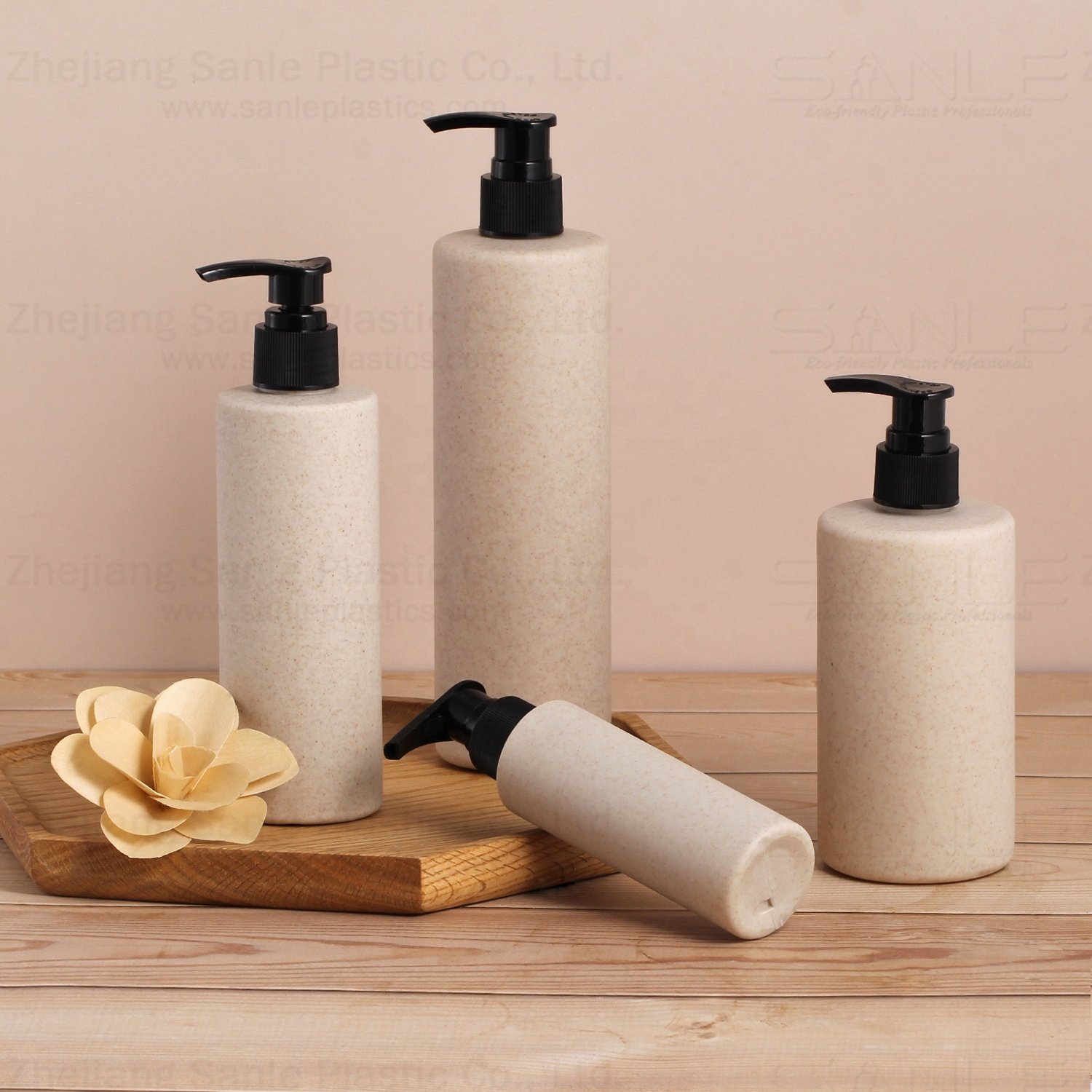 100ml 8oz 500ml Biodegradable Wheat Straw Bottles Eco-friendly Cosmetic Packaging Sugarcane Shampoo Bottle with Lotion Pump