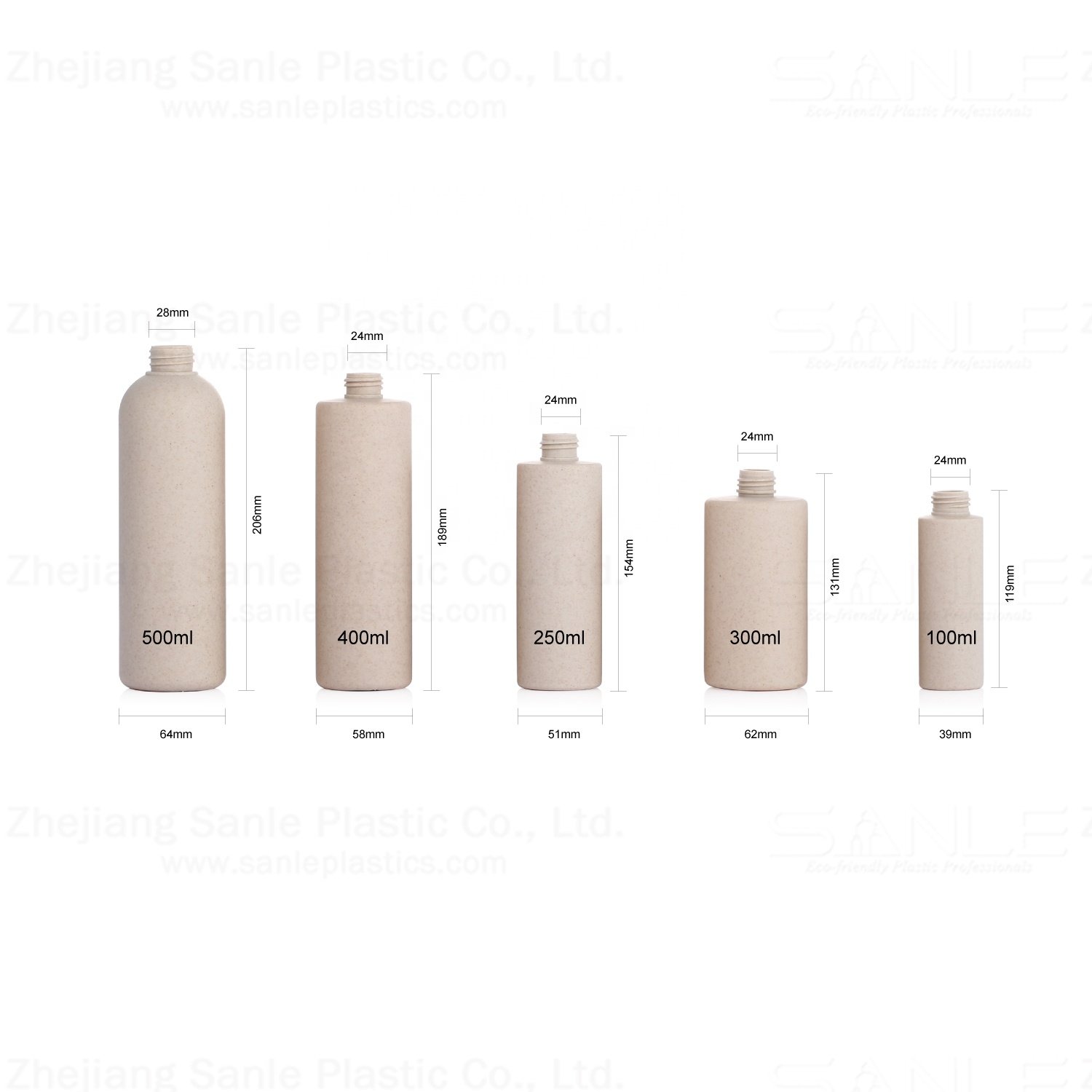 100ml 8oz 500ml Biodegradable Wheat Straw Bottles Eco-friendly Cosmetic Packaging Sugarcane Shampoo Bottle with Lotion Pump