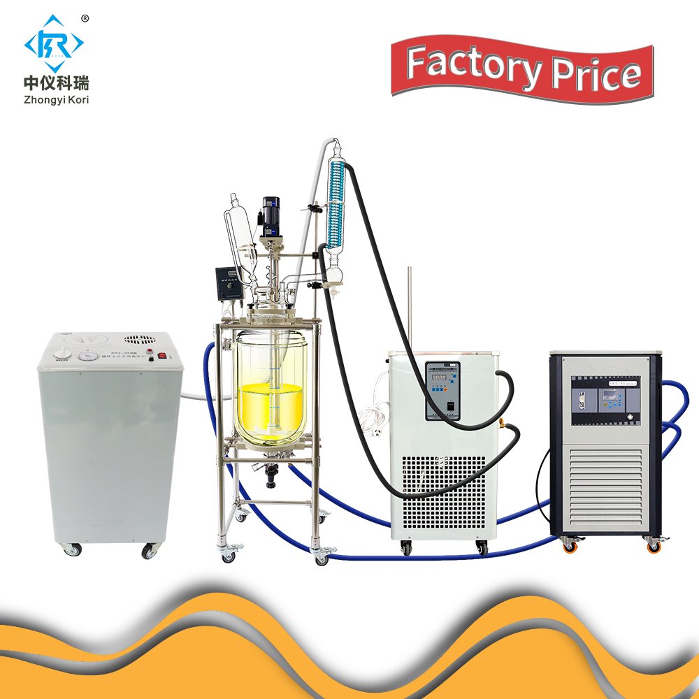 SF-50L Laboratory Crystallization Glass Reactor 50 liter Distillation Kit with Jacketed Vessel with agitator