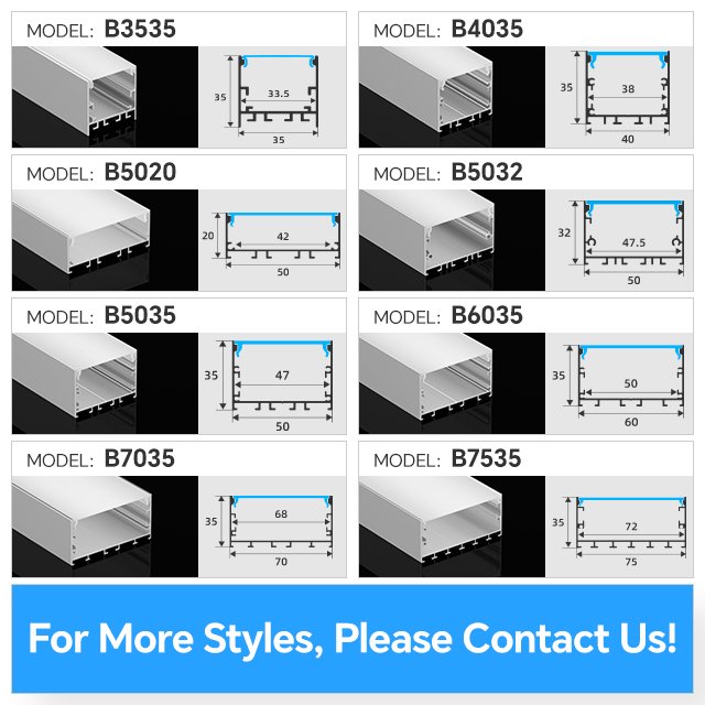 B60 For Office/Home Decoration Aluminum Profile Anodized U Shape Alu Extrusion Led Aluminum Profiles for Main Light