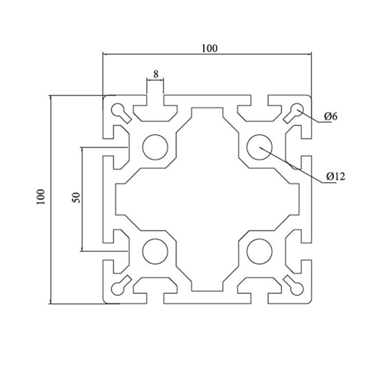100100 Extrusion Profile 3d Printer Custom Aluminum Profile 100x100