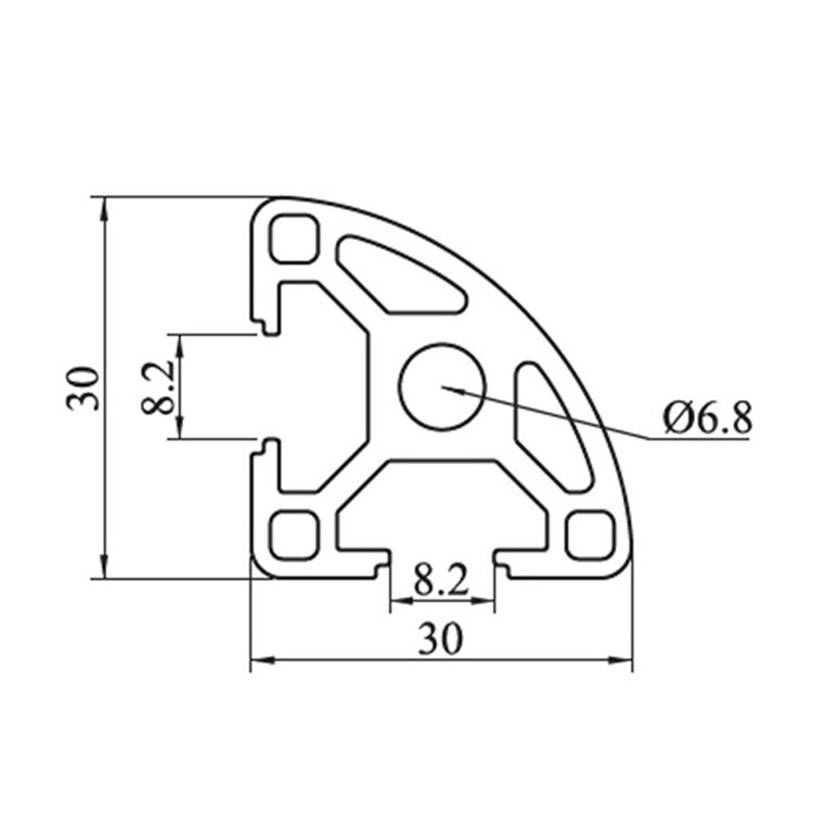 Custom Industrial Aluminum Extrusion Profile 3030 45 Degrees Aluminum Profile