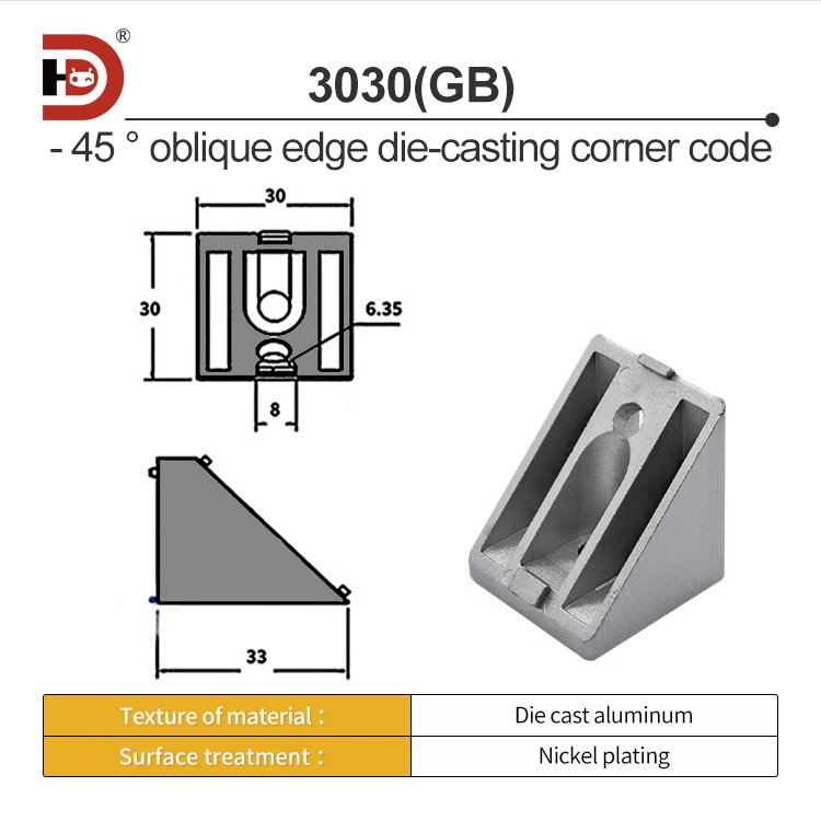 Industrial aluminum profile accessories corner code 4040/45 degree beveled edge connector fasteners