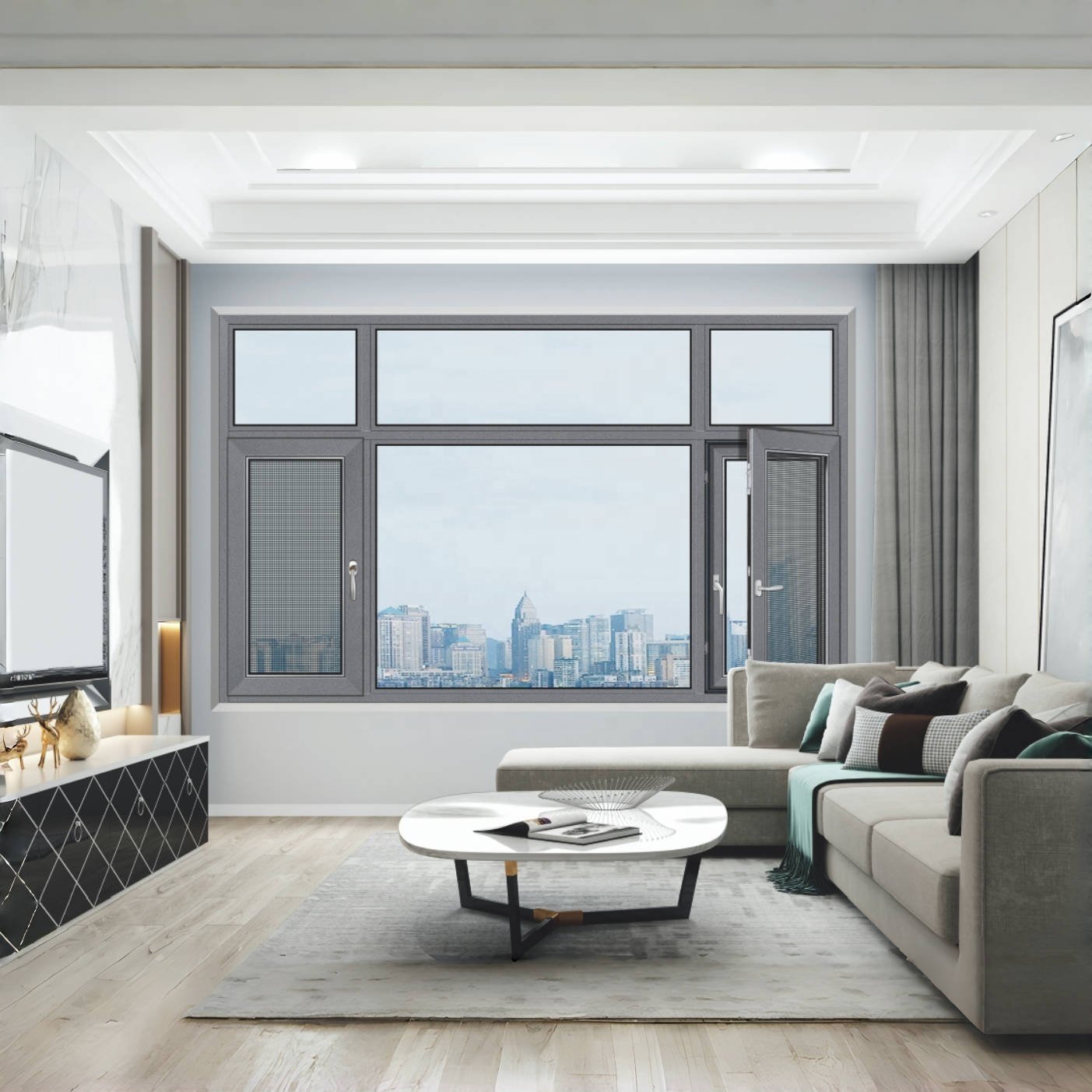 international standards Double-glazed double tempered glass window customized color size safety Casement windows