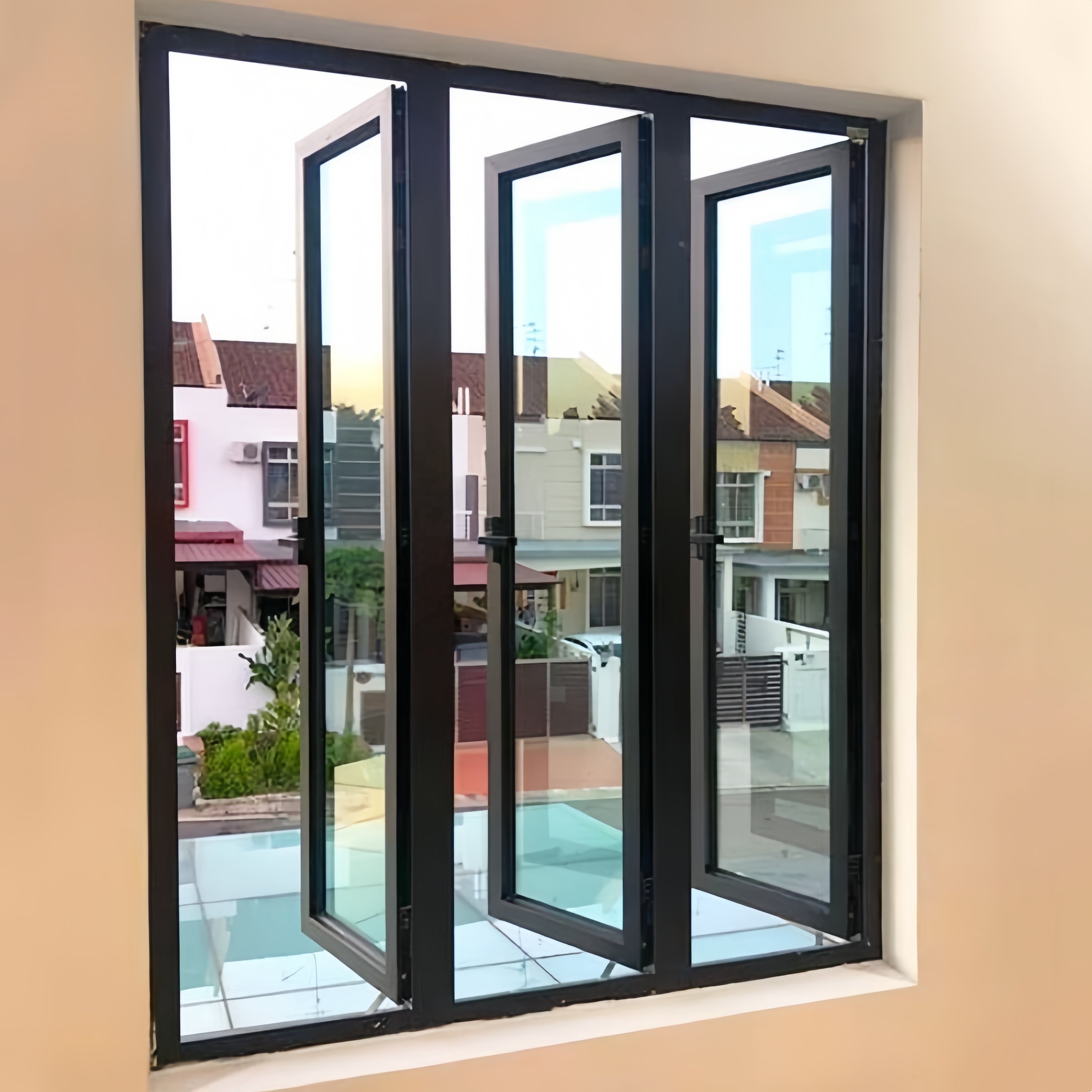 Customized Double Glass Aluminum Alloy Fixed Inward And Outward Open Window Thick Profile Aluminium Casement Windows For Sale
