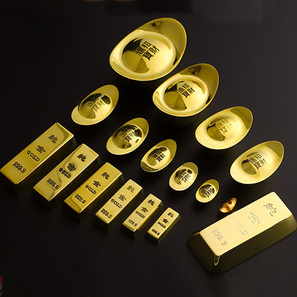 Diy Crafts Mascot Metal, Crafts Feng Shui Auspicious Lucky Money Gold Ingot Decoration/